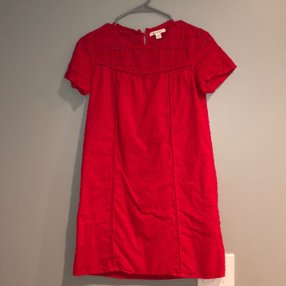 Women's deep Raspberry Mini embroidered dress